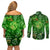 Ireland St Patrick's Day Couples Matching Off Shoulder Short Dress and Long Sleeve Button Shirt Symbols Neon - Wonder Print Shop