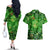 Ireland St Patrick's Day Couples Matching Off The Shoulder Long Sleeve Dress and Hawaiian Shirt Symbols Neon - Wonder Print Shop