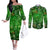 Ireland St Patrick's Day Couples Matching Off The Shoulder Long Sleeve Dress and Long Sleeve Button Shirt Symbols Neon