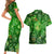 Ireland St Patrick's Day Couples Matching Short Sleeve Bodycon Dress and Hawaiian Shirt Symbols Neon - Wonder Print Shop