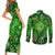 Ireland St Patrick's Day Couples Matching Short Sleeve Bodycon Dress and Long Sleeve Button Shirt Symbols Neon - Wonder Print Shop