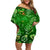 Ireland St Patrick's Day Family Matching Off Shoulder Short Dress and Hawaiian Shirt Symbols Neon - Wonder Print Shop