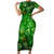 Ireland St Patrick's Day Family Matching Short Sleeve Bodycon Dress and Hawaiian Shirt Symbols Neon - Wonder Print Shop