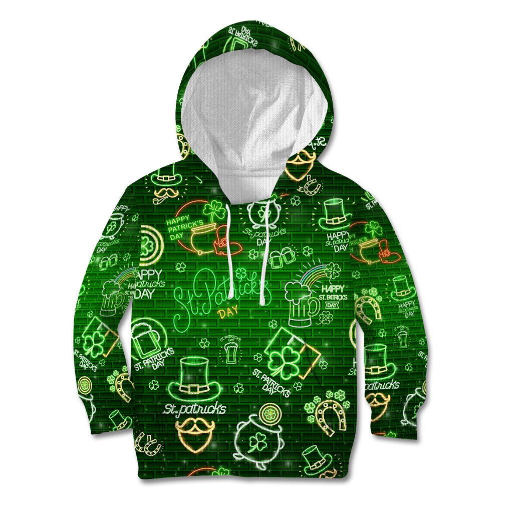 Ireland St Patrick's Day Kid Hoodie Symbols Neon - Wonder Print Shop