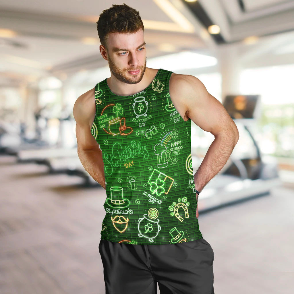 Ireland St Patrick's Day Men Tank Top Symbols Neon - Wonder Print Shop