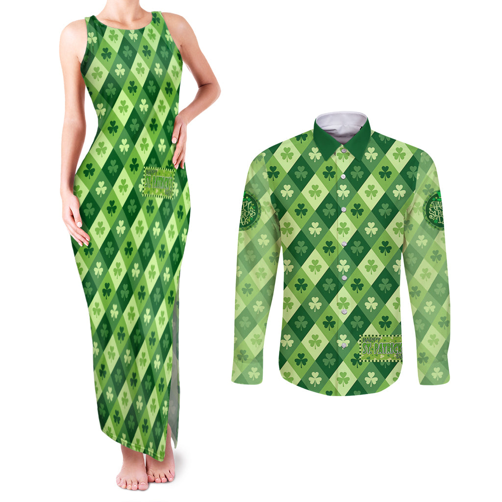 Irish St Patrick's Day Couples Matching Tank Maxi Dress and Long Sleeve Button Shirt Simple Style - Wonder Print Shop