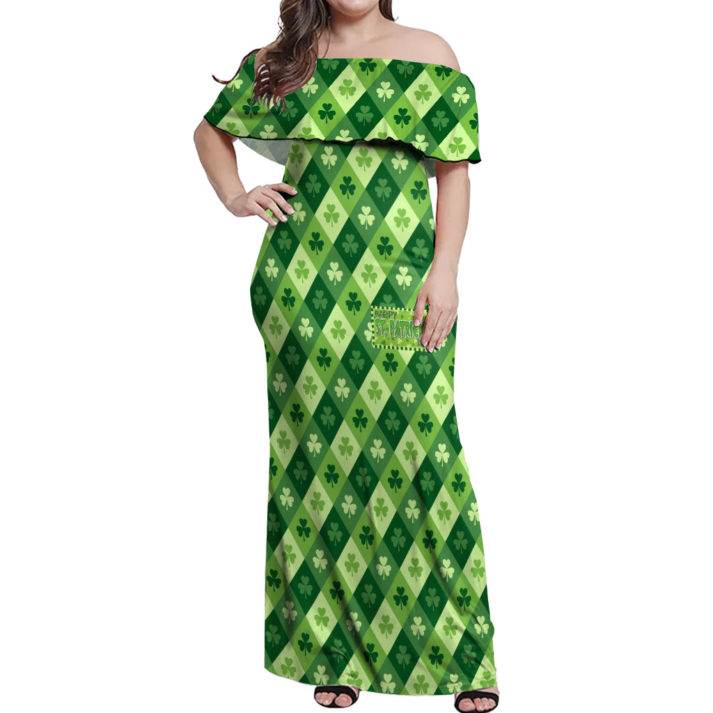 Irish St Patrick's Day Off Shoulder Maxi Dress Simple Style - Wonder Print Shop