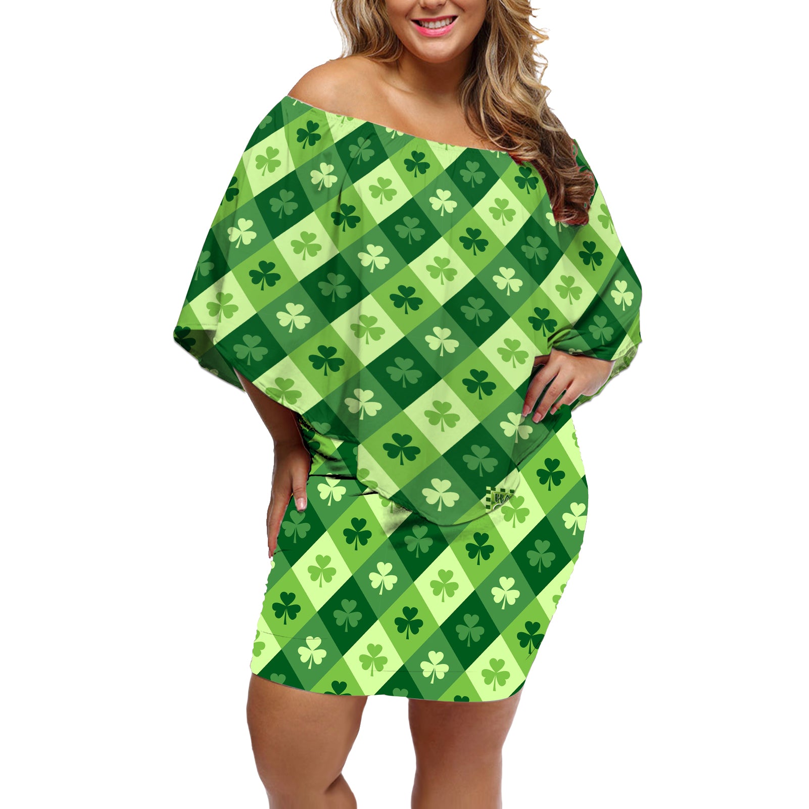 Irish St Patrick's Day Off Shoulder Short Dress Simple Style - Wonder Print Shop