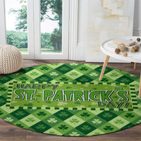 Green round clover-pattern St. Patrick's Day carpet with Happy St. Patrick's Day wording