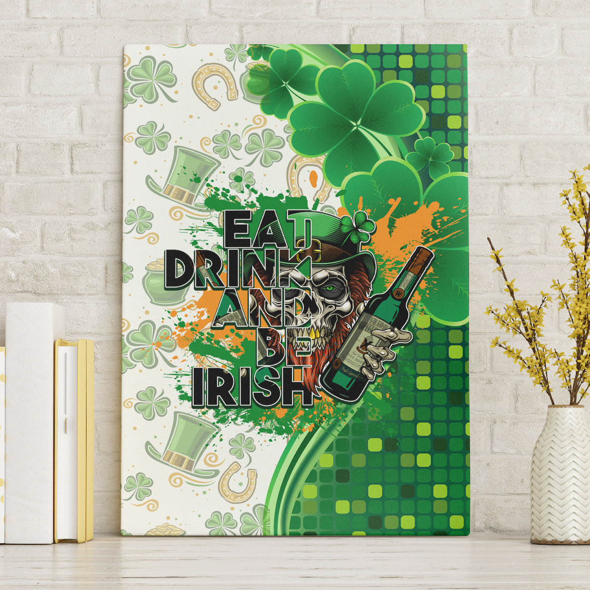 Happy St Patrick's Day Canvas Wall Art Eat Drink and Be Irish - Wonder Print Shop