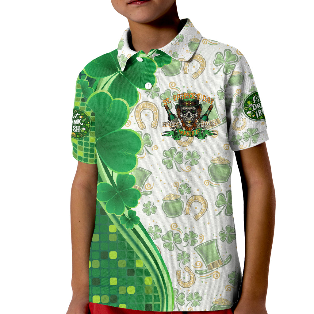 Happy St Patrick's Day Kid Polo Shirt Eat Drink and Be Irish - Wonder Print Shop