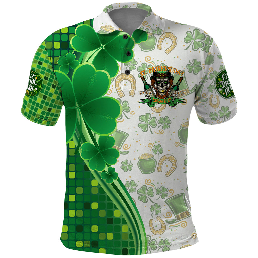 Happy St Patrick's Day Polo Shirt Eat Drink and Be Irish - Wonder Print Shop