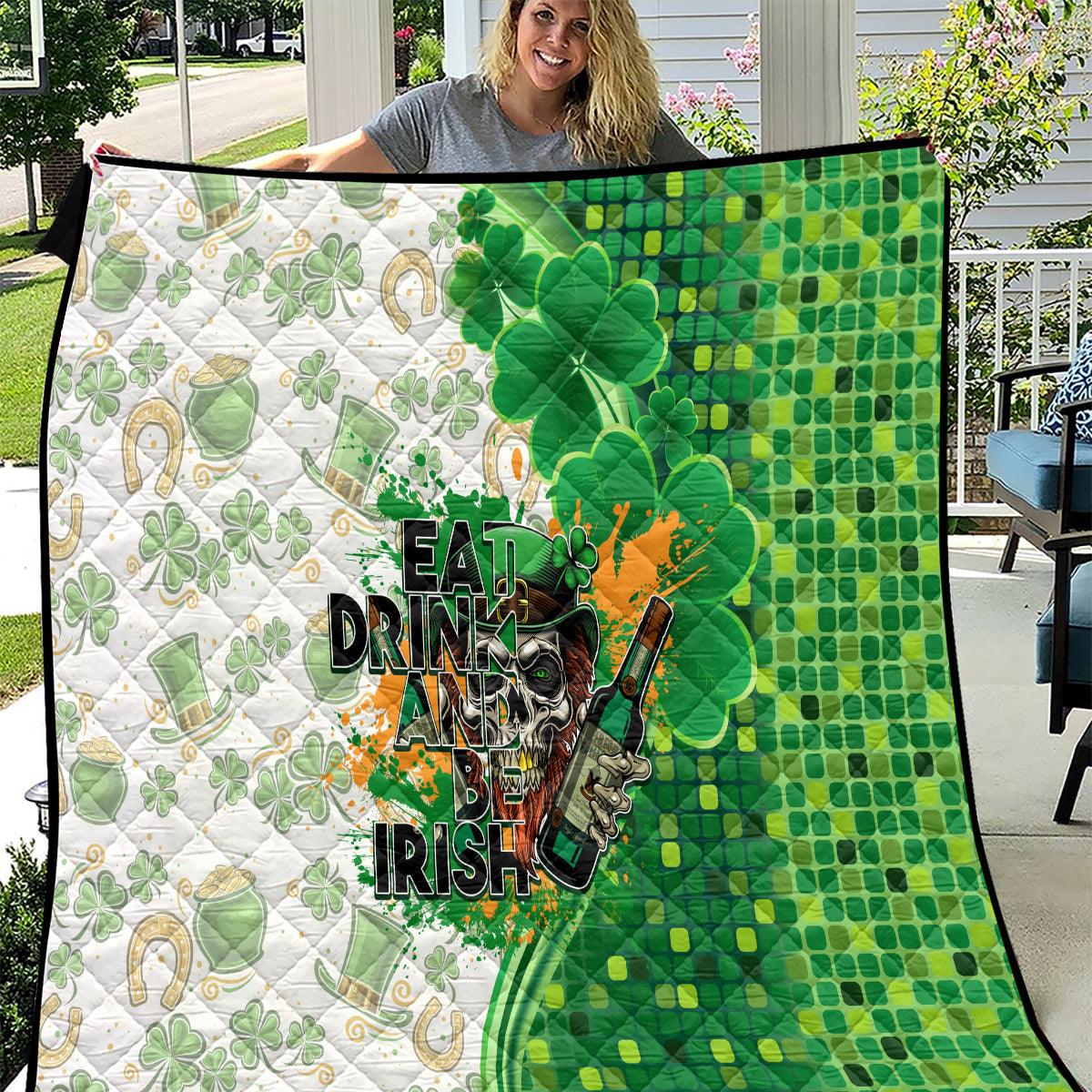 Happy St Patrick's Day Quilt Eat Drink and Be Irish