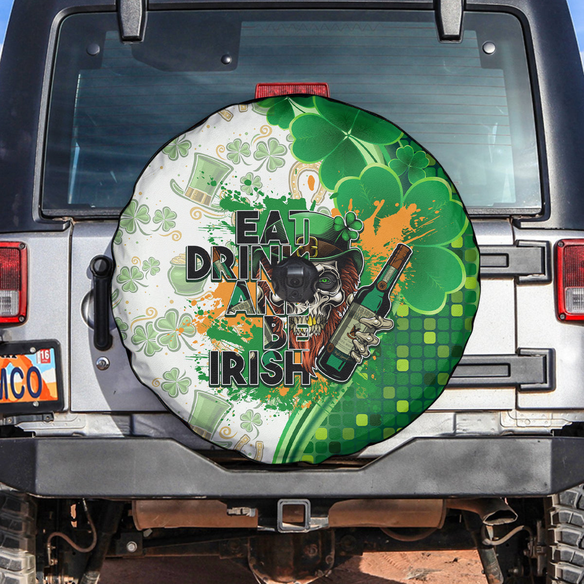 Happy St Patrick's Day Spare Tire Cover Eat Drink and Be Irish - Wonder Print Shop