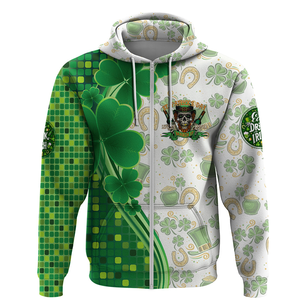 Happy St Patrick's Day Zip Hoodie Eat Drink and Be Irish - Wonder Print Shop