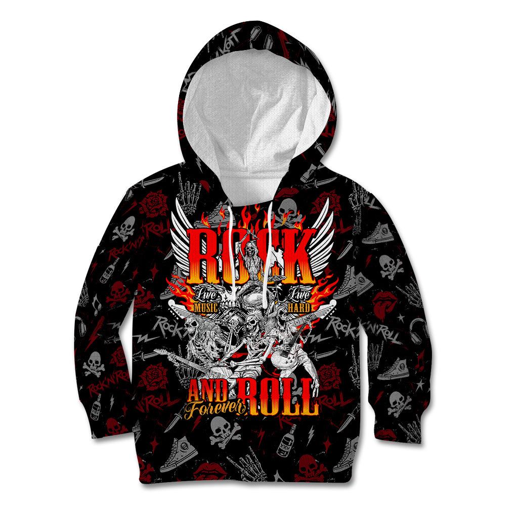 Rock And Roll Skull Forever Kid Hoodie - Wonder Print Shop