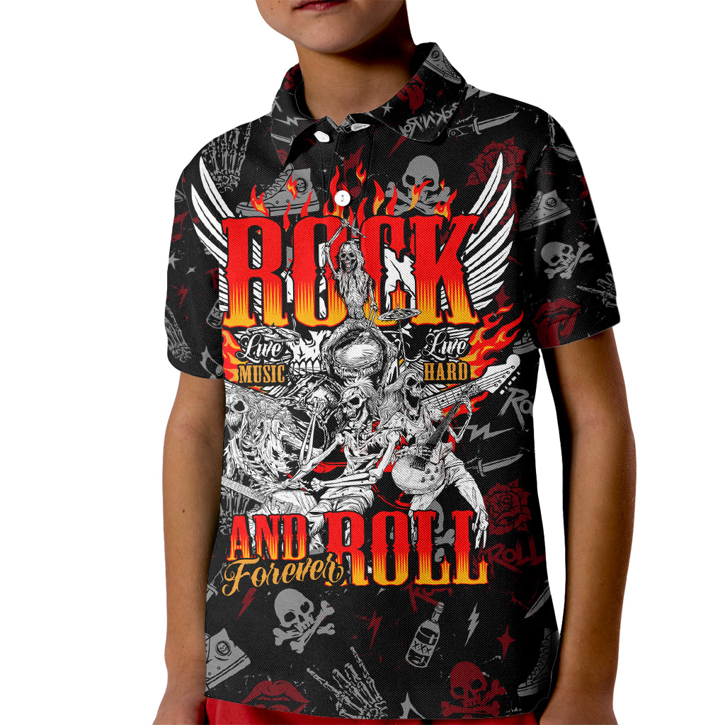 Rock And Roll Skull Forever Kid Polo Shirt - Wonder Print Shop