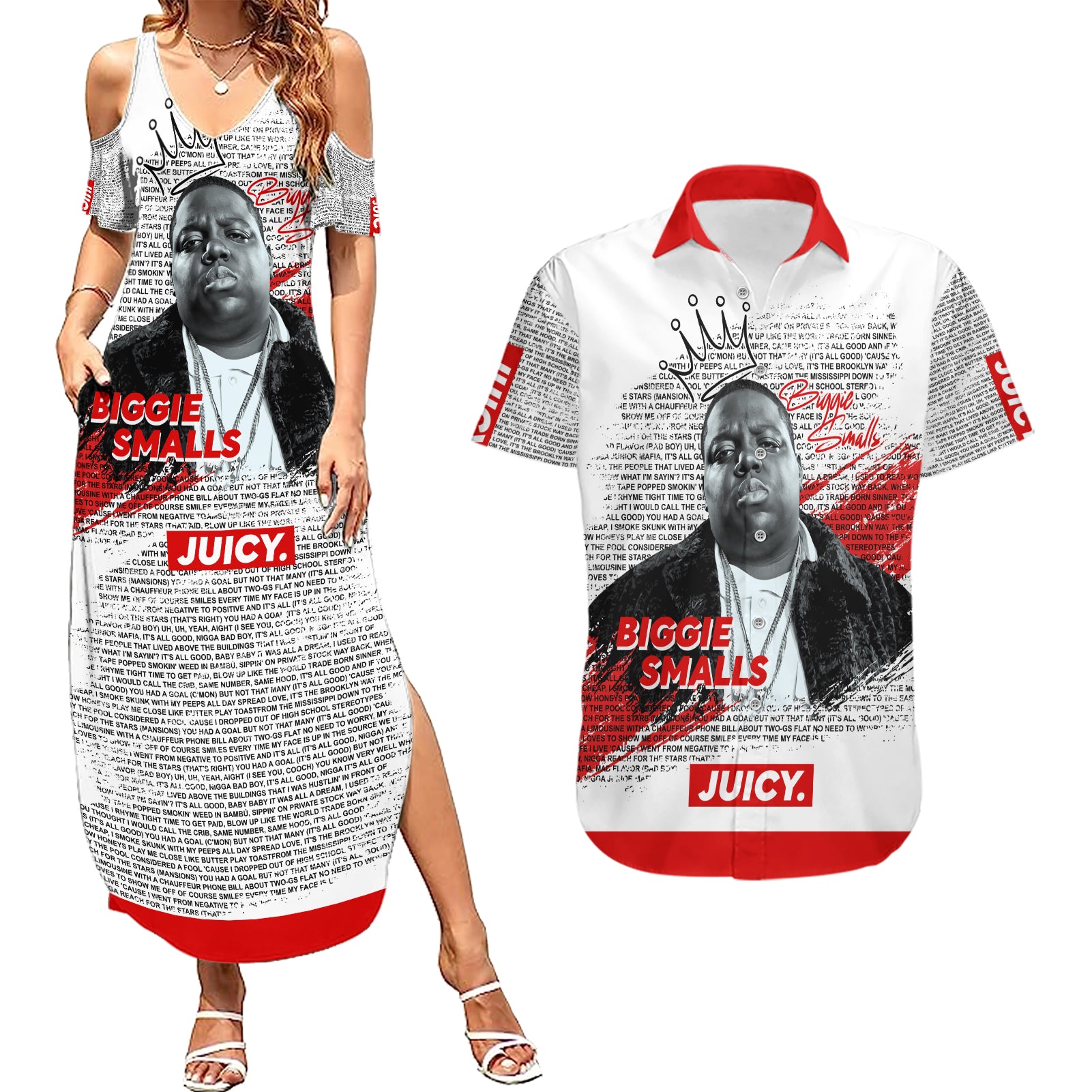 King of Rap: Biggie Smalls Legacy Couples Matching Summer Maxi Dress and Hawaiian Shirt - Wonder Print Shop