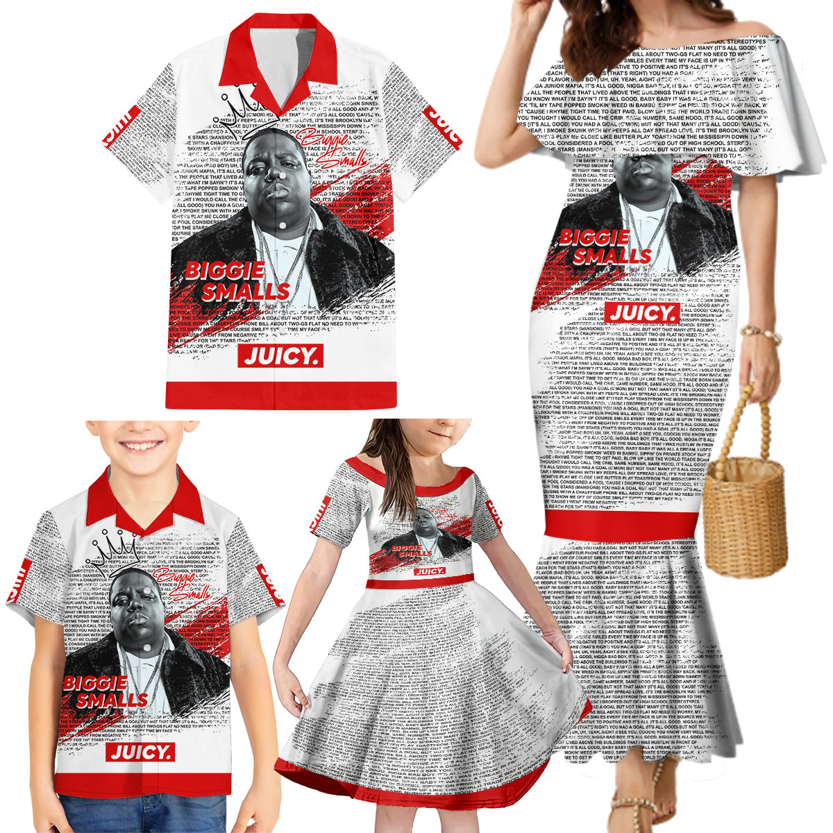 King of Rap: Biggie Smalls Legacy Family Matching Mermaid Dress and Hawaiian Shirt - Wonder Print Shop