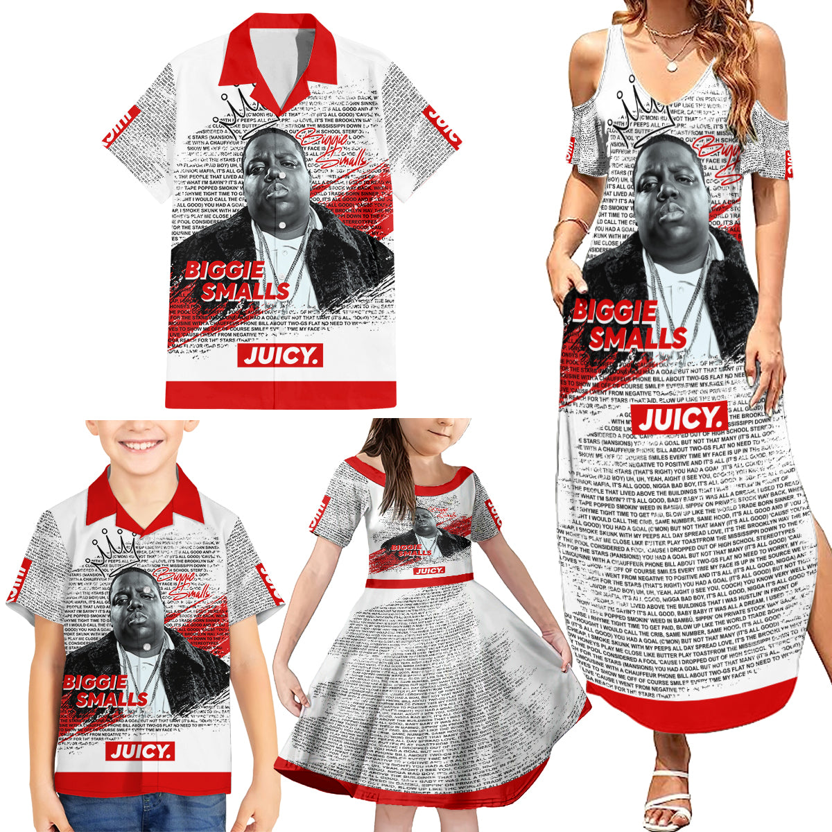 King of Rap: Biggie Smalls Legacy Family Matching Summer Maxi Dress and Hawaiian Shirt - Wonder Print Shop