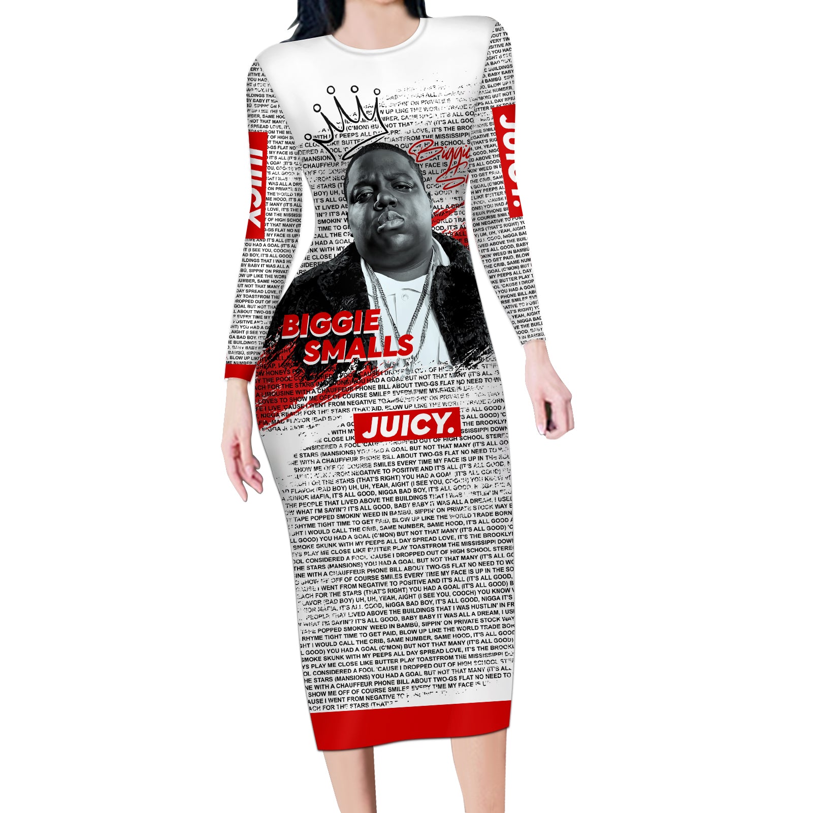 King of Rap: Biggie Smalls Legacy Long Sleeve Bodycon Dress - Wonder Print Shop