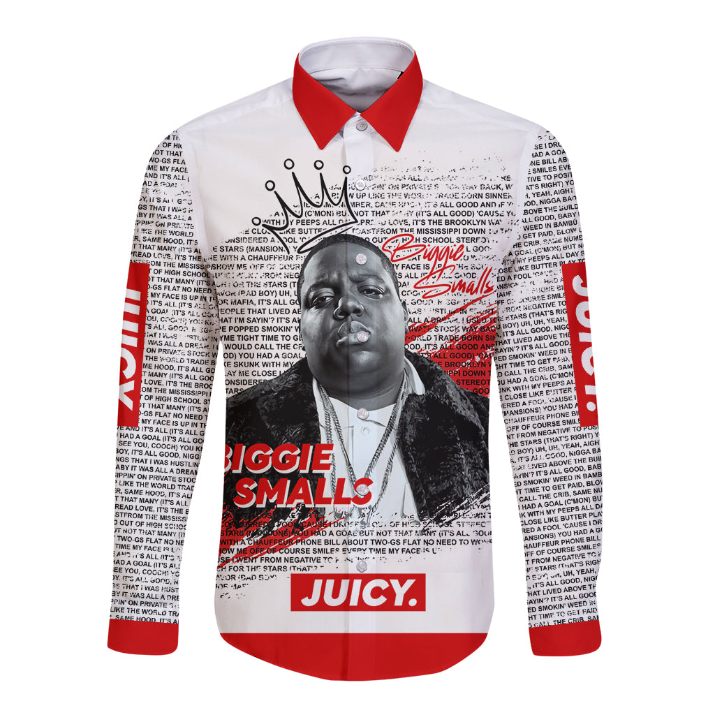 King of Rap: Biggie Smalls Legacy Long Sleeve Button Shirt - Wonder Print Shop