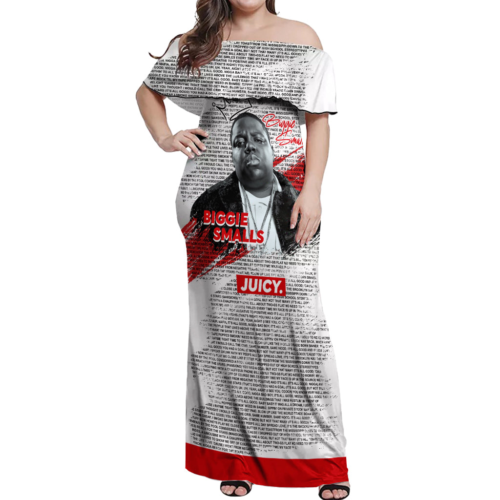 King of Rap: Biggie Smalls Legacy Off Shoulder Maxi Dress - Wonder Print Shop