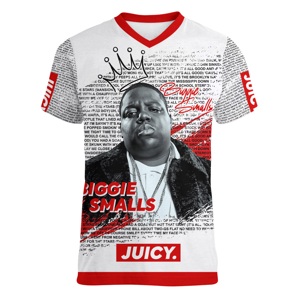 King of Rap: Biggie Smalls Legacy Women V Neck T Shirt