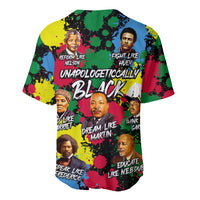 Front view multicolor graphic baseball jersey, V-neck collar, short sleeves, Unapologetically Black