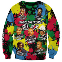 Unisex black sweatshirt with colorful Civil Rights Leaders front graphic, crew neck