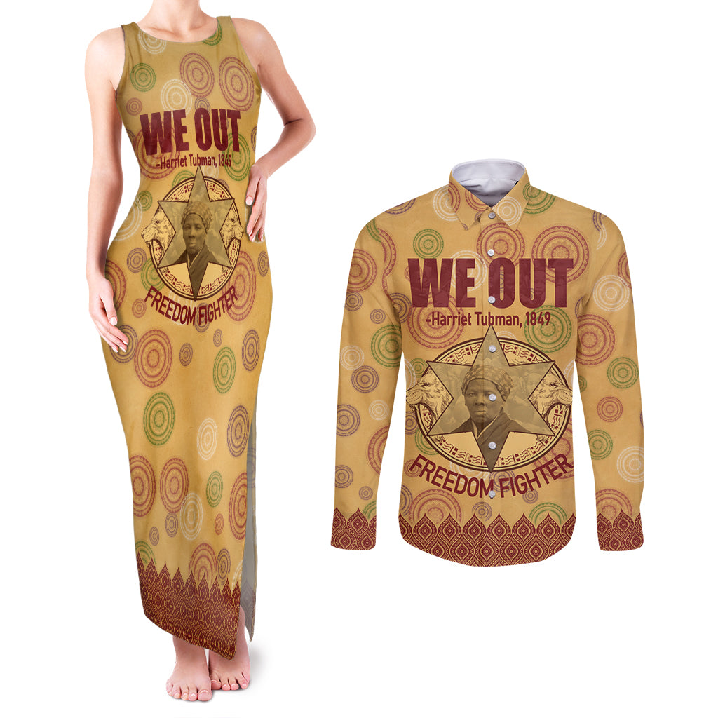 We Out 1849 African-American Couples Matching Tank Maxi Dress and Long Sleeve Button Shirt Harriet Tubman