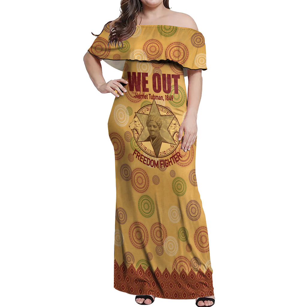 We Out 1849 African-American Off Shoulder Maxi Dress Harriet Tubman