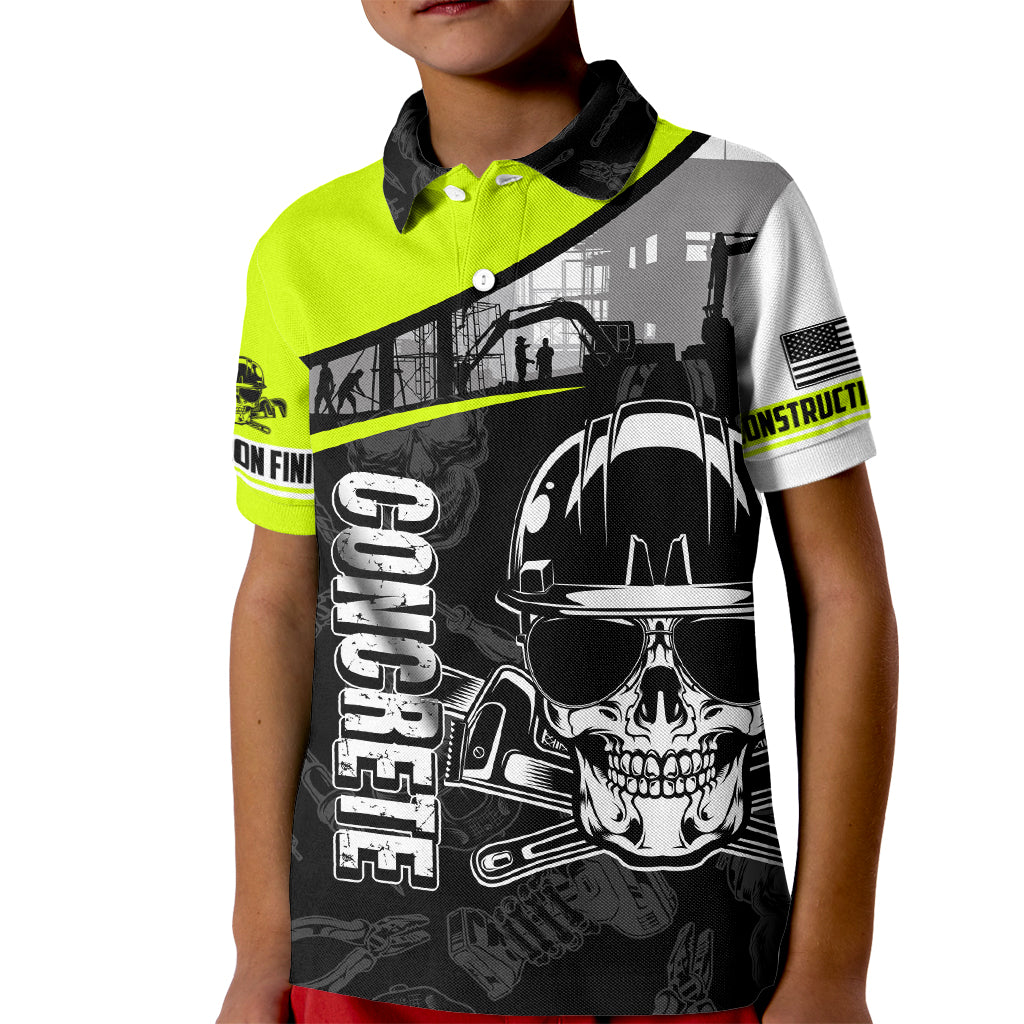 Concrete Finisher Skull on Site Kid Polo Shirt - Wonder Print Shop