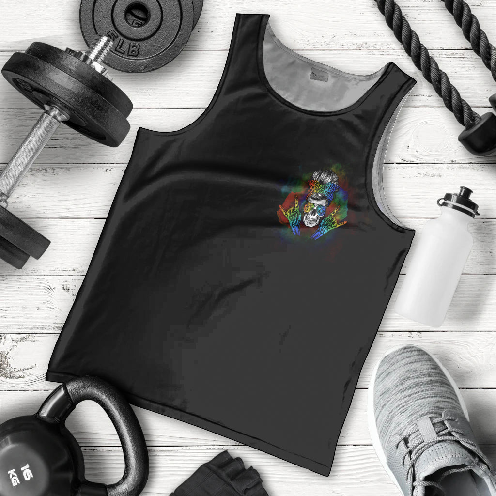 LGBT Rockin The Rainbow Life Skull Men Tank Top - Wonder Print Shop