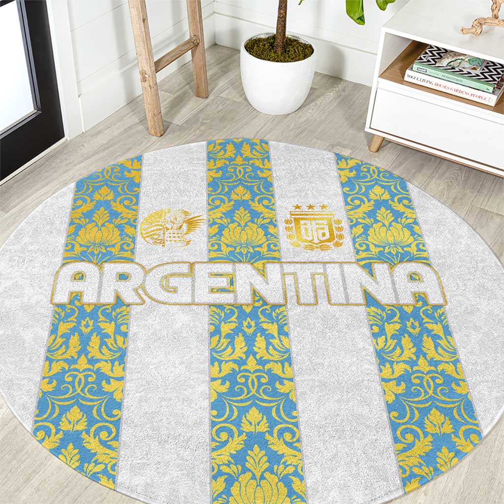 Argentina Football 2024 Round Carpet The White and Sky Blue