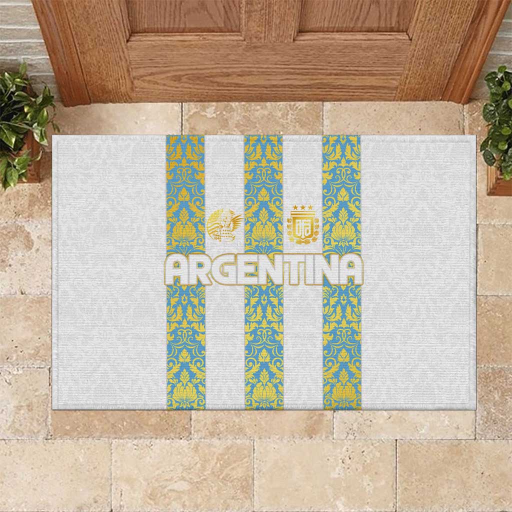 Argentina Football 2024 Rubber Doormat The White and Sky Blue - Wonder Print Shop