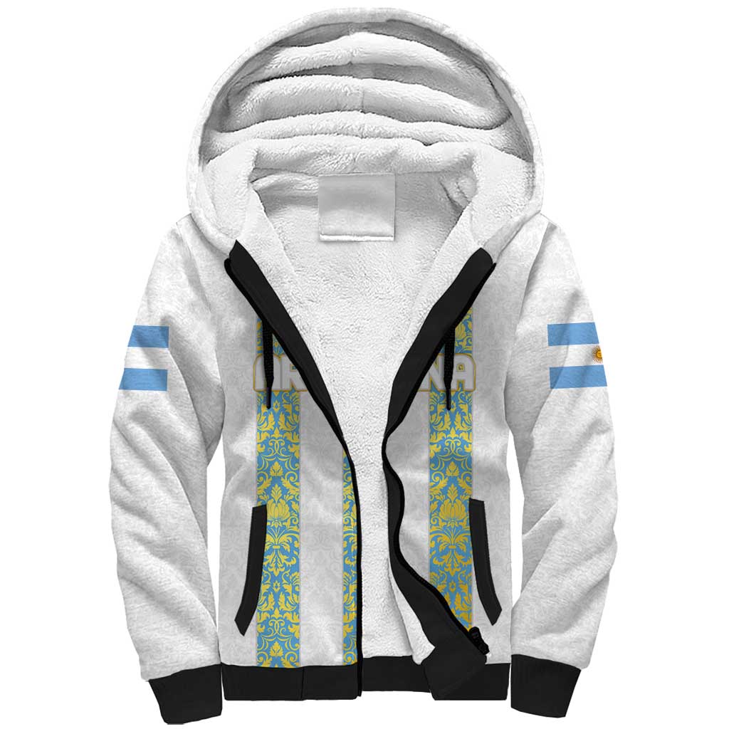 Argentina Football 2024 Sherpa Hoodie The White and Sky Blue - Wonder Print Shop