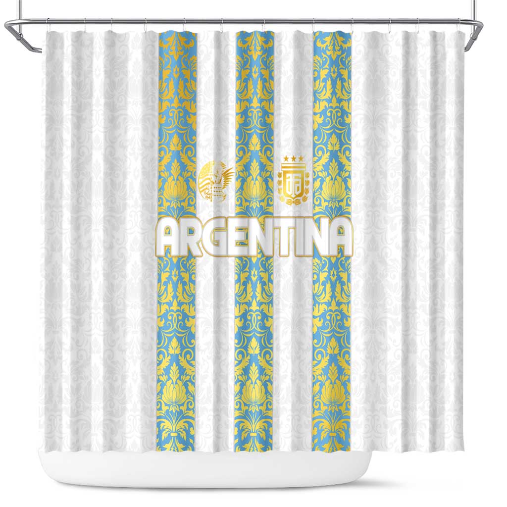 Argentina Football 2024 Shower Curtain The White and Sky Blue