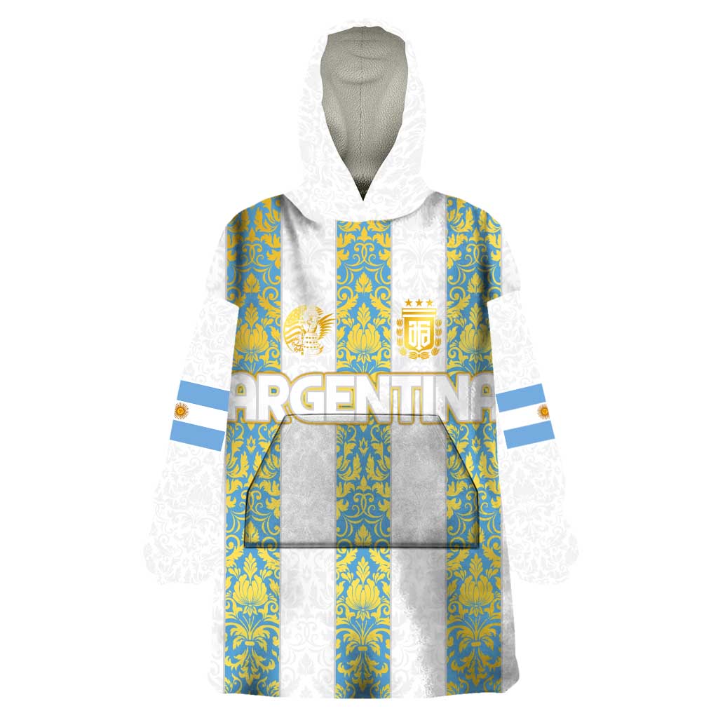 Argentina Football 2024 Wearable Blanket Hoodie The White and Sky Blue - Wonder Print Shop