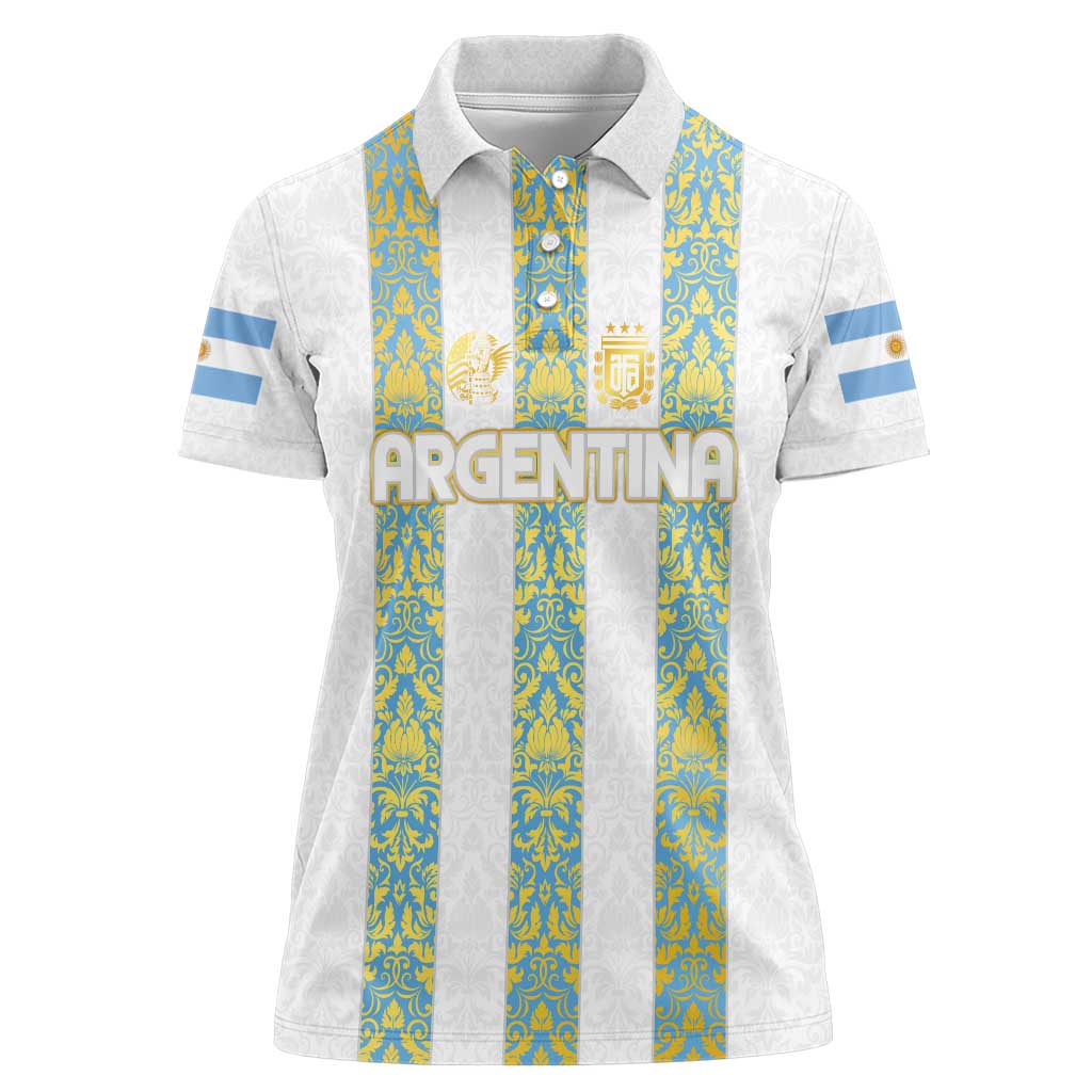 Argentina Football 2024 Women Polo Shirt The White and Sky Blue - Wonder Print Shop