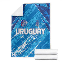 Blue Uruguay 2024 football blanket folded with URUGUAY logo and crest icons