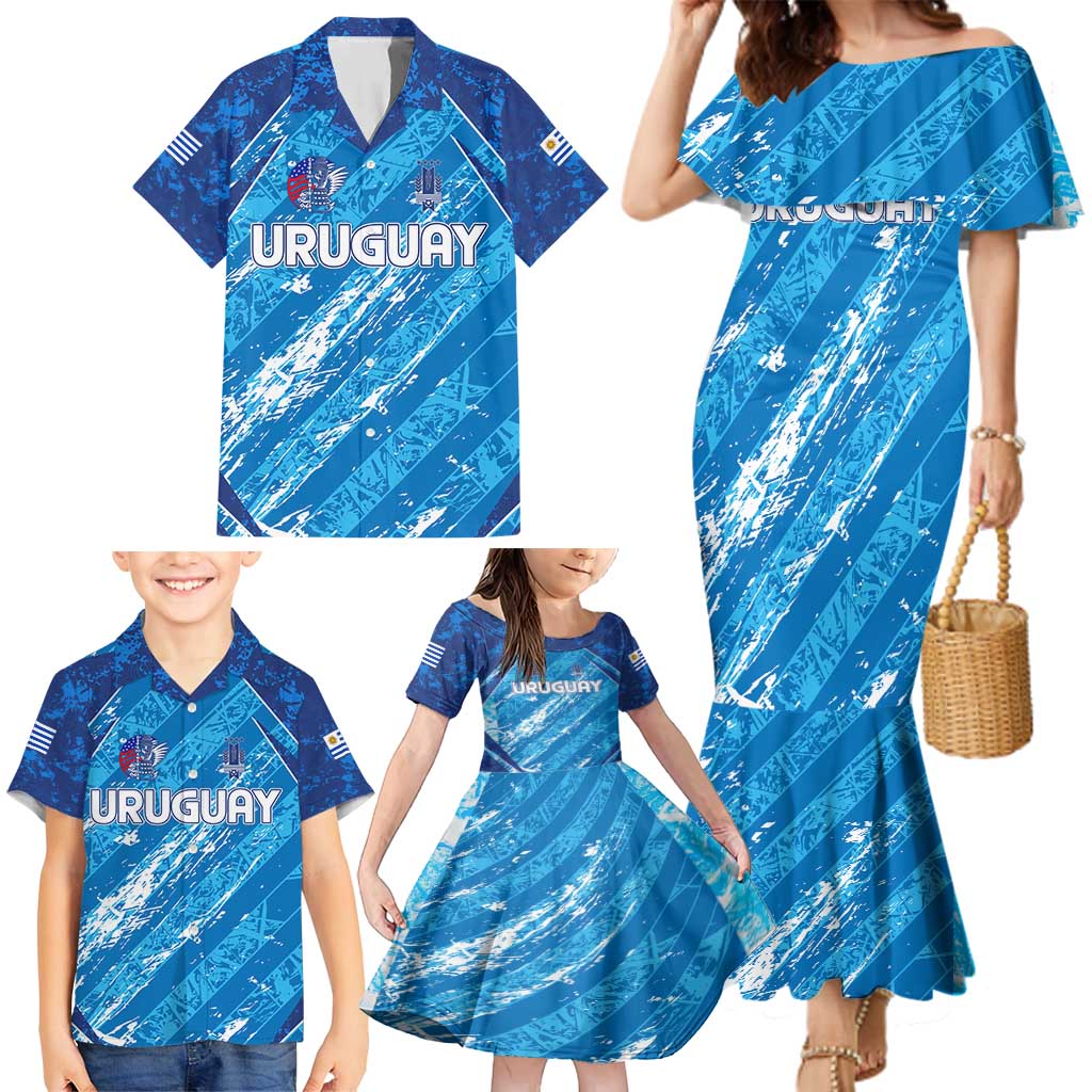 Uruguay Football 2024 Family Matching Mermaid Dress and Hawaiian Shirt The Sky Blue - Wonder Print Shop