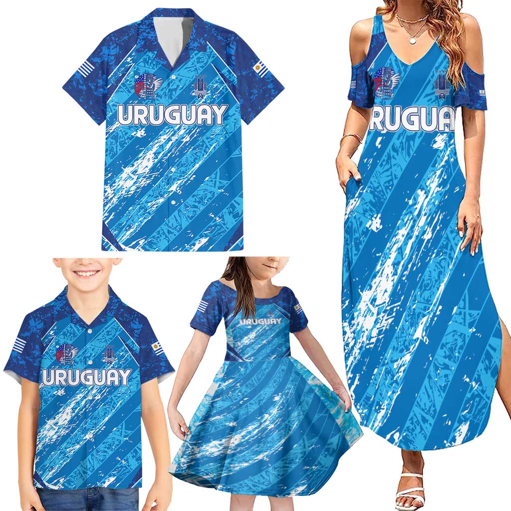 Uruguay Football 2024 Family Matching Summer Maxi Dress and Hawaiian Shirt The Sky Blue - Wonder Print Shop