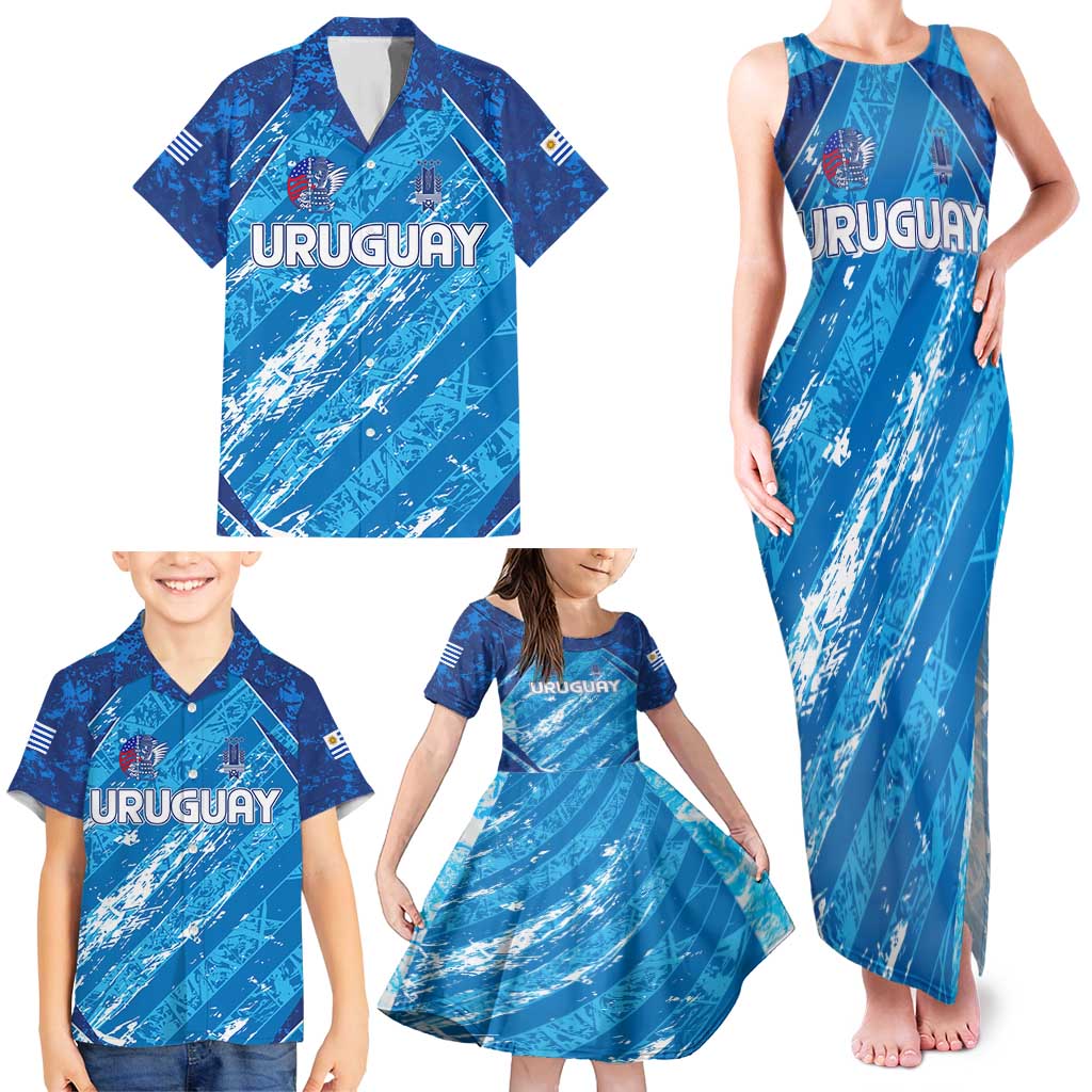 Uruguay Football 2024 Family Matching Tank Maxi Dress and Hawaiian Shirt The Sky Blue - Wonder Print Shop