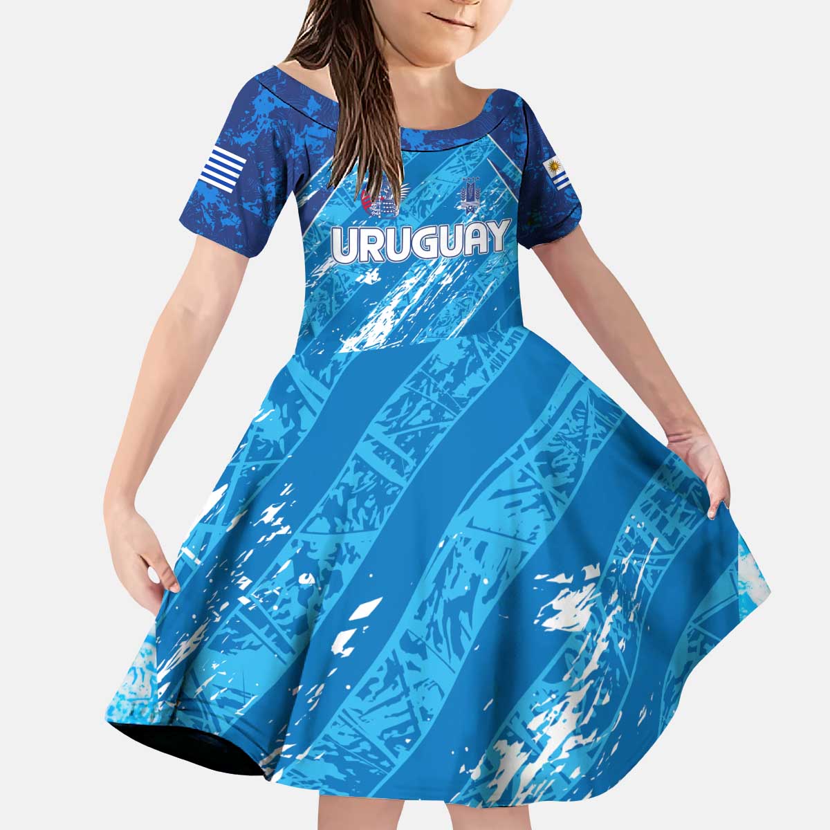 Uruguay Football 2024 Kid Short Sleeve Dress The Sky Blue - Wonder Print Shop