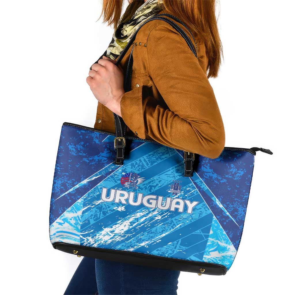 Uruguay Football 2024 Leather Tote Bag The Sky Blue - Wonder Print Shop