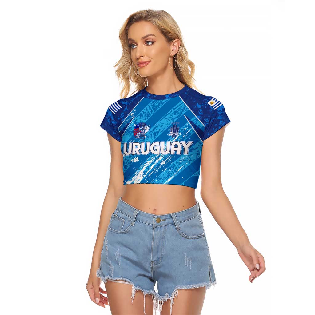 Uruguay Football 2024 Raglan Cropped T Shirt The Sky Blue - Wonder Print Shop