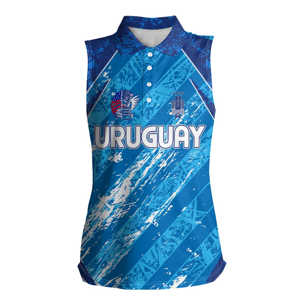 Uruguay Football 2024 Women Sleeveless Polo Shirt The Sky Blue - Wonder Print Shop