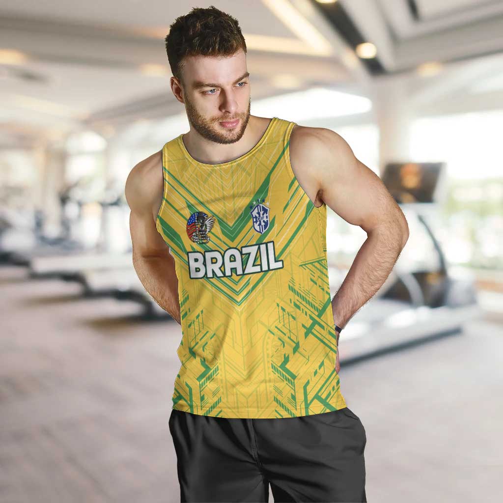 Brazil Football 2024 Men Tank Top Selecao Bright Yellow - Wonder Print Shop