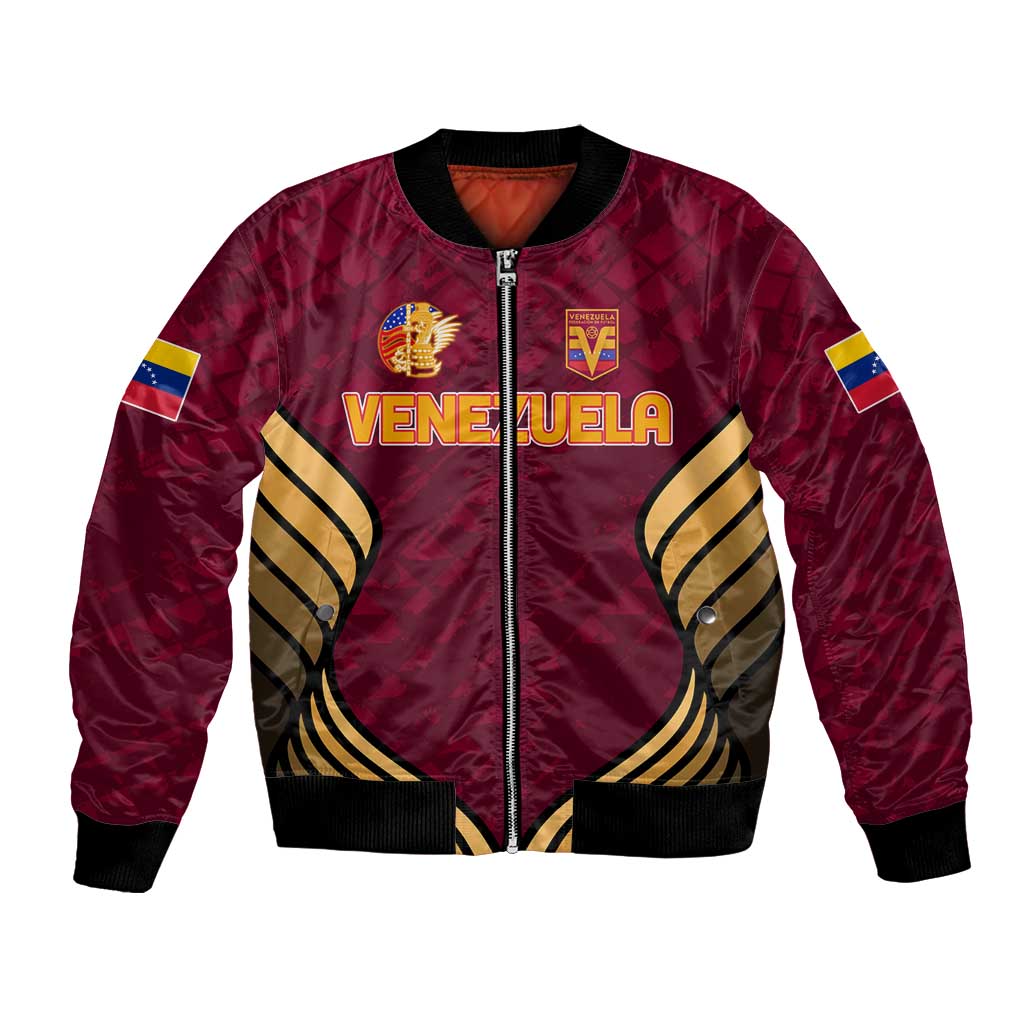 Custom Venezuela Football 2024 Bomber Jacket The Red Wine - Wonder Print Shop